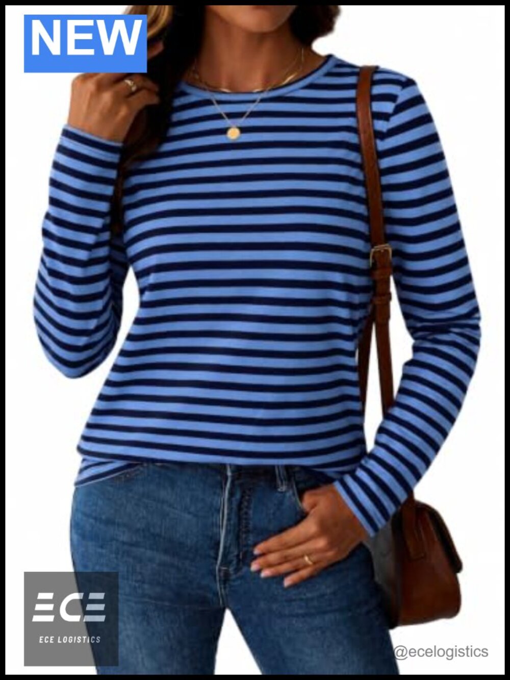 Striped Long Sleeve Shirt Boat Neck Cotton Elastane Tunic Top